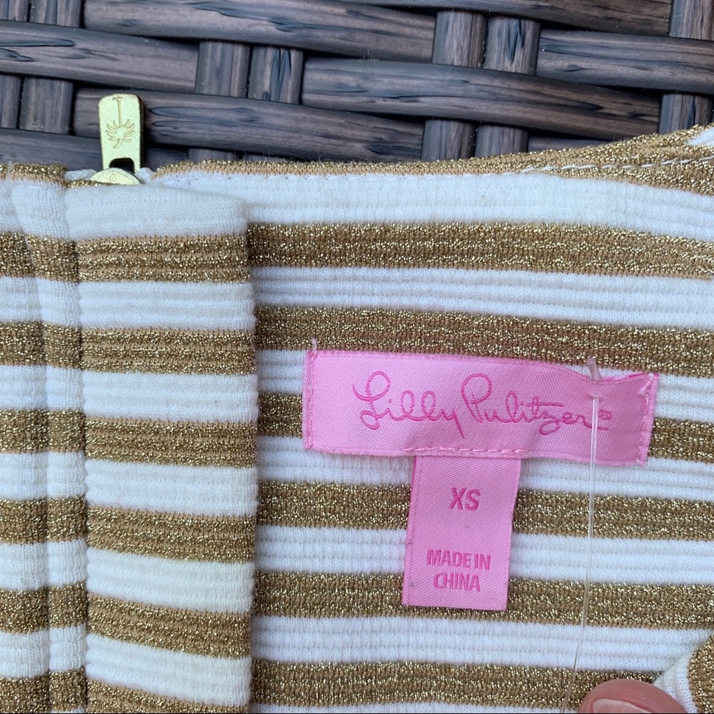 Lilly Pulitzer Brielle Metallic Gold Striped Dress - Picture 4 of 8